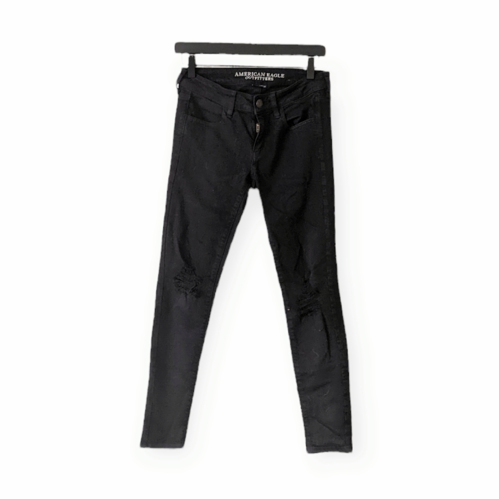 American Eagle Distressed Black Skinny Jeans 4